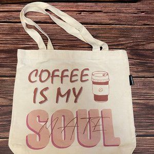 Canvas tote bag "Coffee is my Soul Mate" w/ Inside Pocket (SKU: 18W)